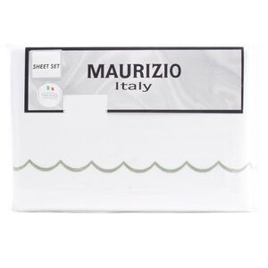MAURIZIO ITALY Made In Italy Cotton Embroidered Sheet Set